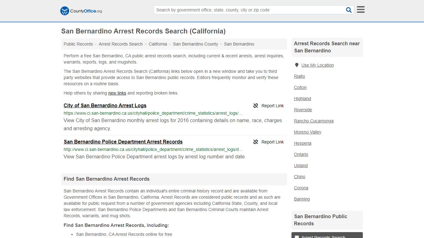 San Bernardino Arrest Records Search (California) - County Office